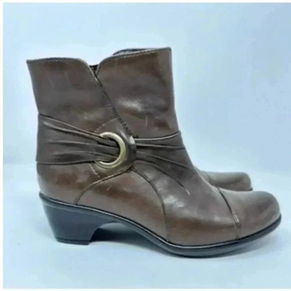 Clarks Bendables Women's Brown Ankle Boots Booties Side Zip -‎ Size 6 - Picture 6 of 12